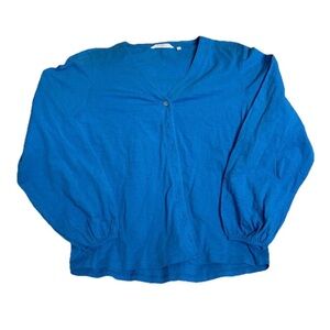 SOFT SURROUNDINGS Women's Blue Cotton  Top Casual L